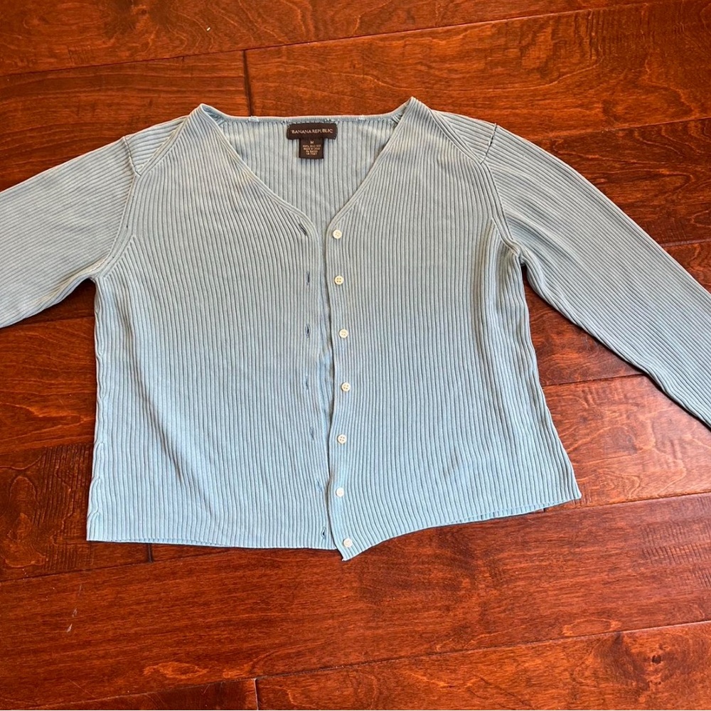 Blue Ribbed Cardigan - Picture 4 of 5